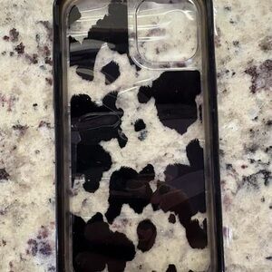 iPhone 12- Cow Print Phone Case - Black and White